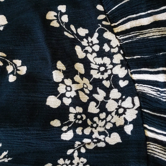 Patrons of Peace Floral Striped High Low Boho Top S White Blue - Picture 15 of 15